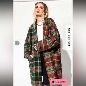 Dressed in LaLa - Half + Half Oversized Coat in Pine + Brown